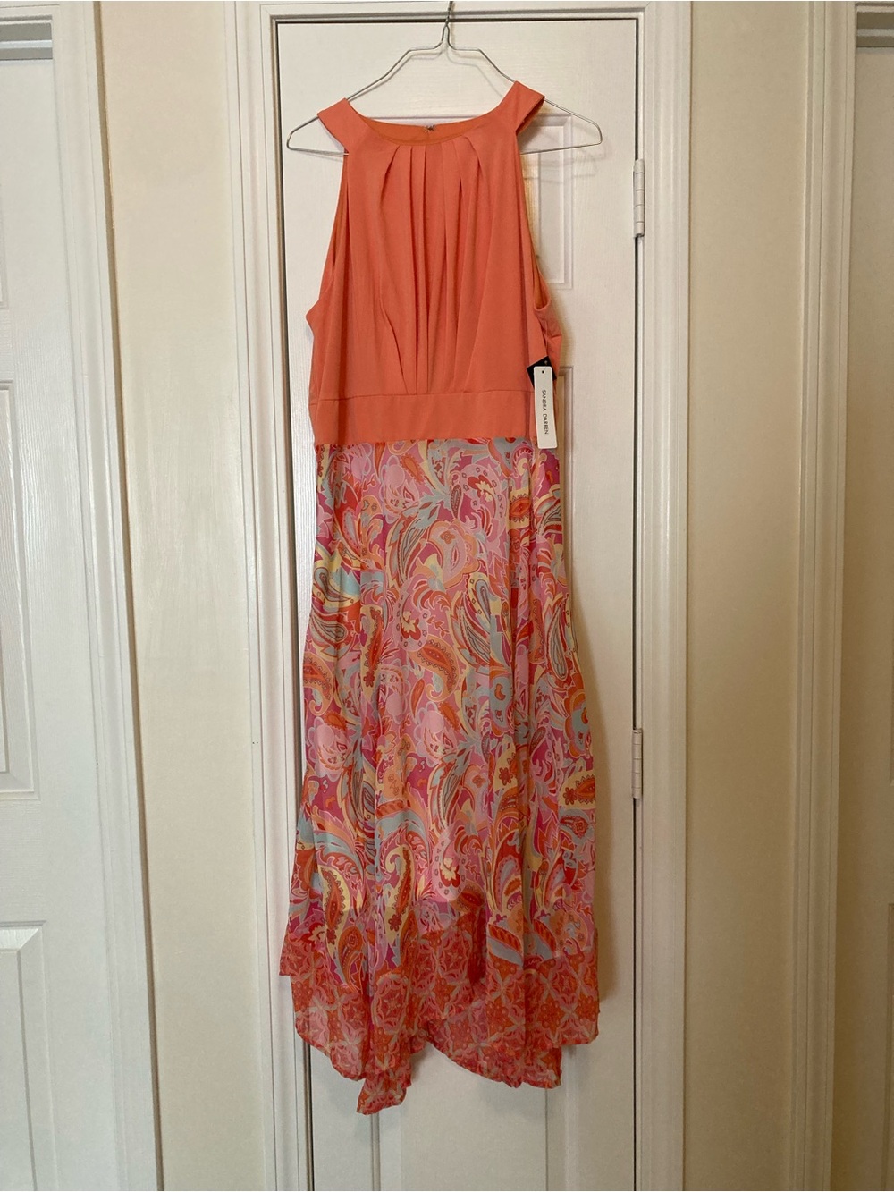 Sandra Darren Pink Watercolor/Pastel Sleeveless Zip Dress Size 12 NWT